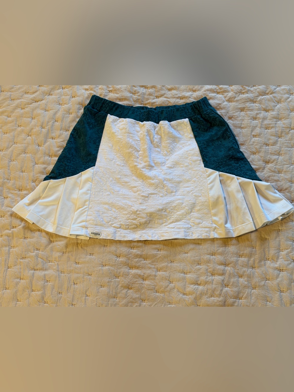 L’Etoile Sport White Jacquard Pleated Tennis Golf Skort Size Small